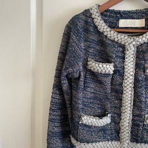 Anthropologie Tweed Jacket XS Blue Pink